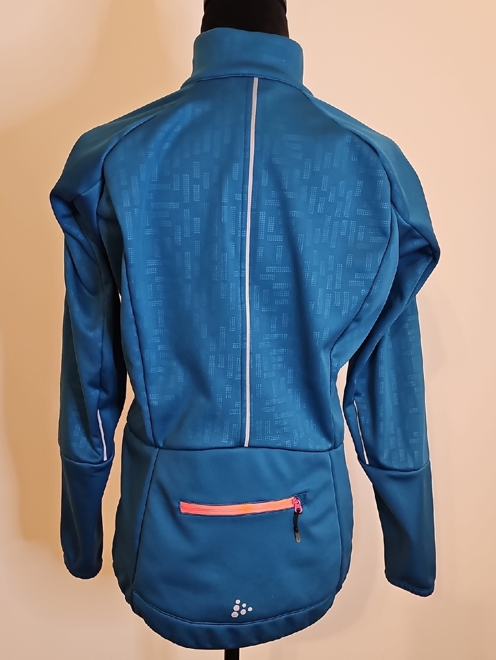 Craft Teal-Blue Women's Zip-Up Active Jacket with Neon Orange Pink Zipper - Picture 6 of 6